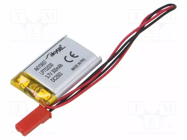 AKKU: LI-PO - 3,7V - 300MAH - JOHDOT,JST SYP-02T-1 LIITOS - Akut - AKY-LP752030 - 1