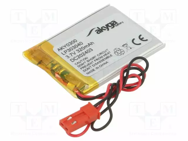 AKKU: LI-PO - 3,7V - 320MAH - JOHDOT,JST SYP-02T-1 LIITOS - Akut - AKY-LP303040 - 1