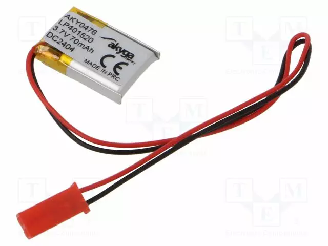 AKKU: LI-PO - 3,7V - 70MAH - JOHDOT,JST SYP-02T-1 LIITOS - Akut - AKY-LP401520 - 1