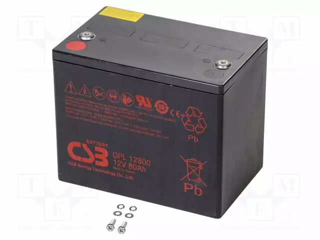 AKKU: LYIJYHAPPO - 12V - 80AH - AGM - AUTOMAATTINEN - 261X168,5X213,5MM - Lyijyhyytelöakut - ACCU-GPL12800 - 1
