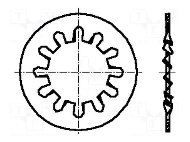 ALUSLEVY - SISÄLTÄ HAMMASTETTU - M3 - D=6MM - H=0,4MM - JOUSITERÄS - Aluslevyt ja prikat - B3BN790 - 1