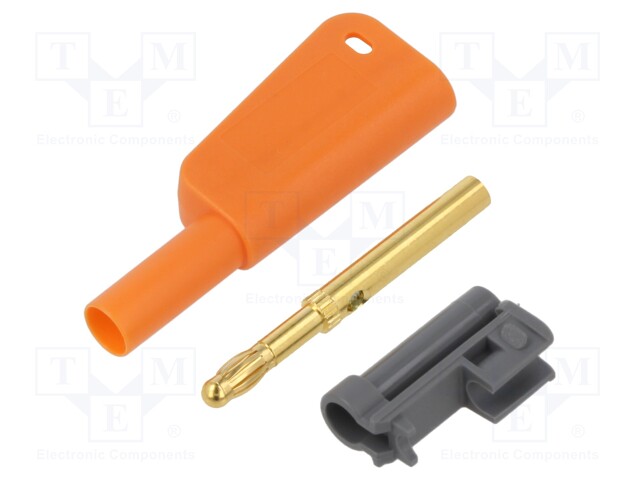 LABORATORY CONNECTOR: 4MM BANANA - 32A - 1KV - ORANGE - GOLD-PLATED - Banaaniliittimet 4mm - SLM-4A-46-30 - 1