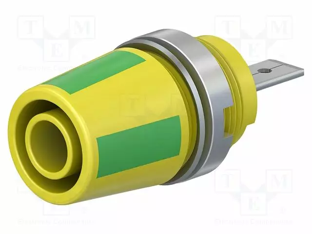 LABORATORY CONNECTOR: 4MM BANANA - SOCKET - 1KV - 20A - KELTAINEN-VIHREÄ - Banaanijatkoliittimet - SAB4-FA-20 - 1