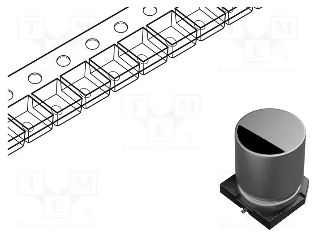 ELEKTROLYYTTIKONDENSAATTORI - SMD - 100UF - 63VDC - Elektrolyyttikondensaattorit - vaaka - VH1J101MG105000CE0 - 1