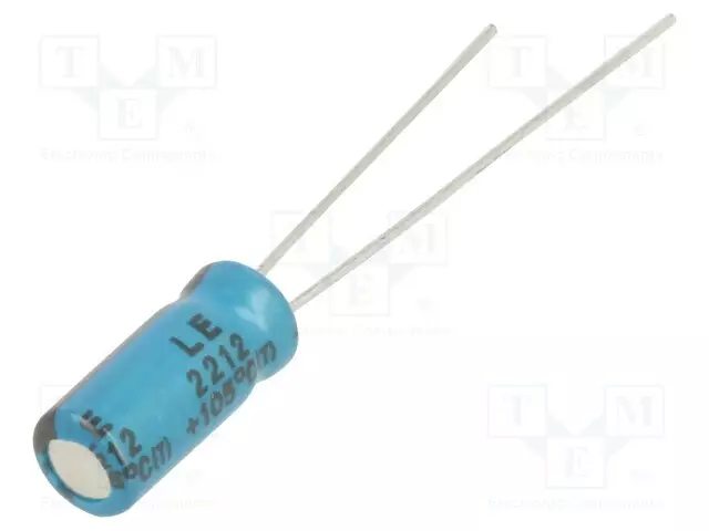 ELEKTROLYYTTIKONDENSAATTORI - THT - 100UF - 16VDC - Elektrolyyttikondensaattorit - pysty - LE1C101MC110A00CE0 - 1
