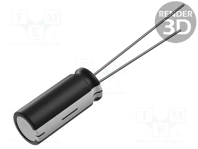 ELEKTROLYYTTIKONDENSAATTORI - THT - 1MF - 50VDC - Elektrolyyttikondensaattorit - pysty - RL1H102MI250A00CE0 - 1
