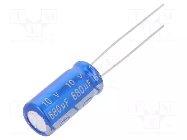 ELEKTROLYYTTIKONDENSAATTORI - THT - 680UF - 10VDC - Elektrolyyttikondensaattorit - pysty - JRG-680U10 - 1