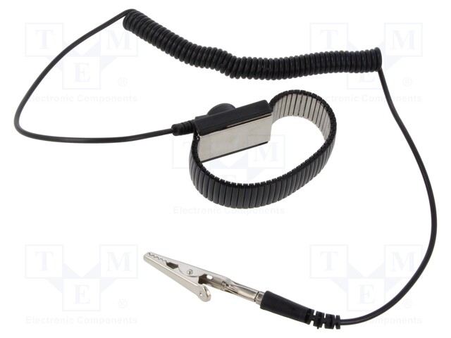 ESD RANNEKE - OMINAISUUDET: METALLIRANNEKE - MUSTA - 1,8M - Antistaattiset ESD rannekkeet - PRT-STW1160 - 1