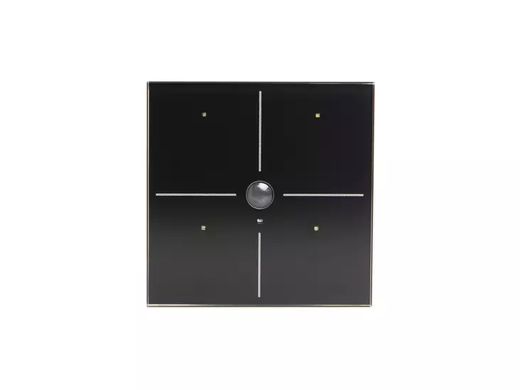 Glass Panel control module with 4 touch keys and built-in motion and twilight sensor (Black Edition) - Taloautomaatio - VMBGP4PIR-B-20 - 1