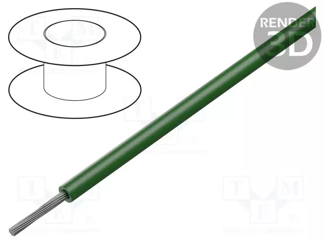 JOHTO - CU - 16AWG - TFE - TUMMAN VIHREÄ - 600V 1X16AWG - Yksisäikeiset asennuskaapelit - 83010.005100 - 1