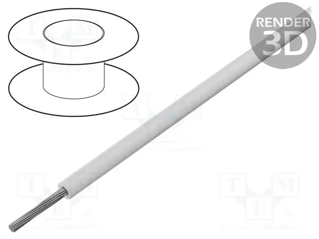 JOHTO - CU - 16AWG - TFE - VALKOINEN - 300V 1X16AWG - 100FT - Yksisäikeiset asennuskaapelit - 83030.009100 - 1