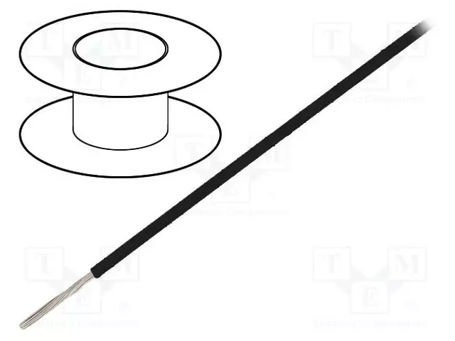 JOHTO - CU - 22AWG - TFE - MUSTA - 600V CPR: EI LUOKITUSTA - Yksisäikeiset asennuskaapelit - 83005.010100 - 1