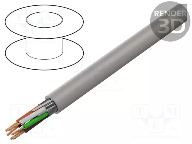 JOHTO: OHJAUSJOHTO - 6X22AWG - ERISTYS: PVC - VÄRI: HARMAA - LANKA: CU - Tulen kestävät kaapelit - 5504FE.008U500 - 1