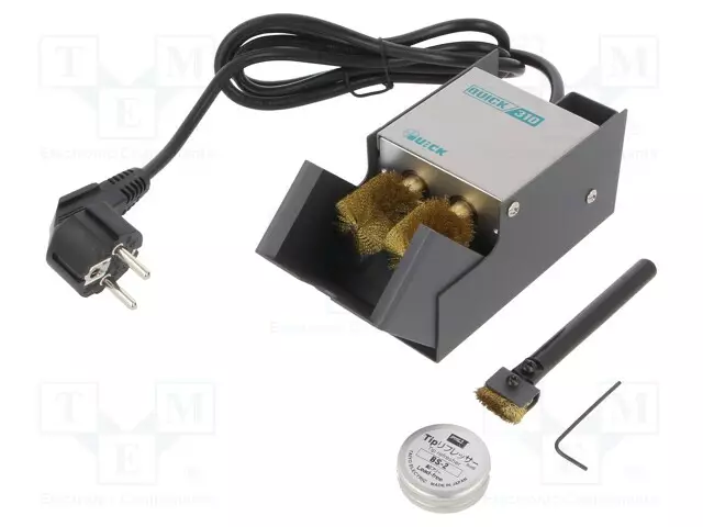 JUOTINKÄRKIEN PUHDISTIN - 70X125X65MM - SARJA: 2 PYÖRIVÄÄ HARJAA - Juotintelineet ja tarvikkeet - QUICK-310 - 1