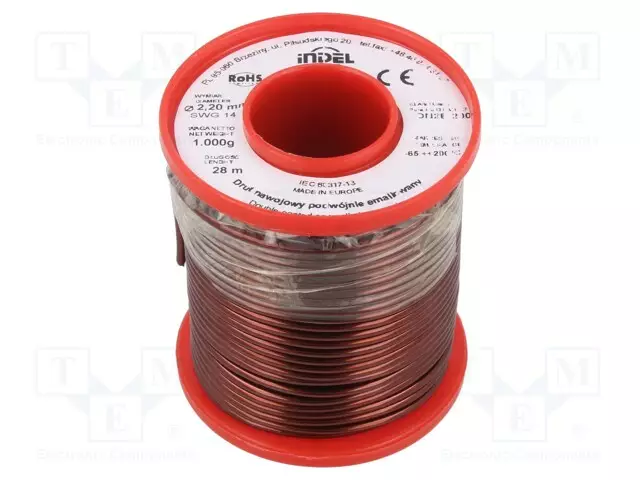 KÄÄMILANKA - KAHDESTI EMALOITU - 2,2MM - 1KG - -65÷200°C - LANKA: CU - Käämilangat - DN2E2.20-1.00 - 1