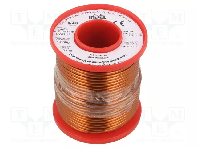 KÄÄMILANKA - KAHDESTI EMALOITU - 2,5MM - 1KG - -65÷200°C - LANKA: CU - Käämilangat - DN2E2.50-1.00 - 1