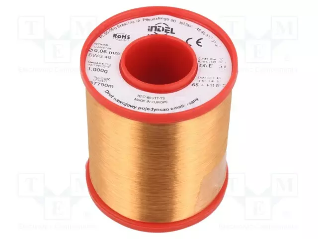 KÄÄMILANKA - YHDEN KERRAN EMALOITU - 0,06MM - 1KG - -65÷155°C - Käämilangat - DNE0.06-1.00 - 1