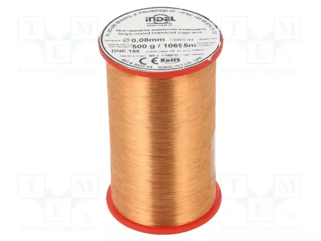 KÄÄMILANKA - YHDEN KERRAN EMALOITU - 0,08MM - 0,5KG - -65÷155°C - Käämilangat - DNE0.08-0.50 - 1