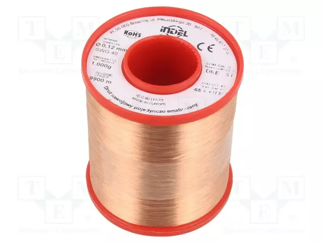 KÄÄMILANKA - YHDEN KERRAN EMALOITU - 0,12MM - 1KG - -65÷155°C - Käämilangat - DNE0.12-1.00 - 1