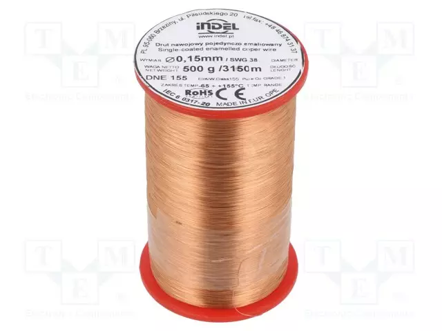 KÄÄMILANKA - YHDEN KERRAN EMALOITU - 0,15MM - 0,5KG - -65÷155°C - Käämilangat - DNE0.15-0.50 - 1