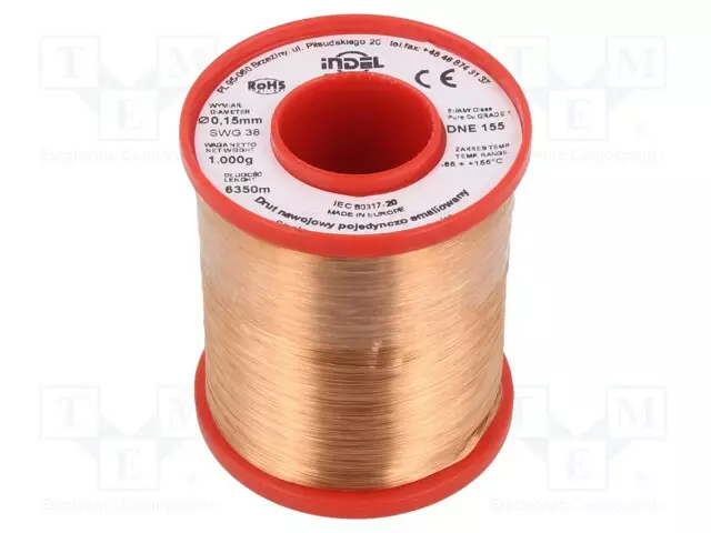 KÄÄMILANKA - YHDEN KERRAN EMALOITU - 0,15MM - 1KG - -65÷155°C - Käämilangat - DNE0.15-1.00 - 1