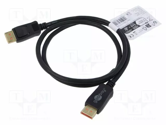 KAAPELI - DISPLAYPORT-PISTOKE,MOLEMMIN PUOLIN - PVC - PIT: 1M - MUSTA - HDMI, DVI, DisplayPort johdot - GOOBAY-74760 - 1