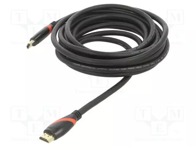 KAAPELI - HDMI-PISTOKE,MOLEMMIN PUOLIN - PVC - HDMI 1.4 - 5M - MUSTA - HDMI, DVI, DisplayPort johdot - CG525-R-5.0 - 1