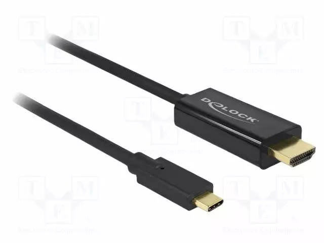 KAAPELI - HDMI-PISTOKE,USB C PISTOKE - 1M - MUSTA - MUSTA - HDMI, DVI, DisplayPort johdot - DELOCK-85290 - 1