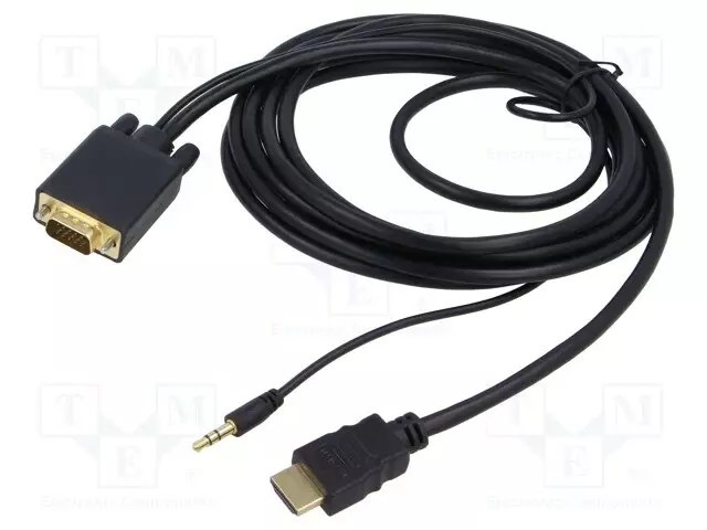 KAAPELI - HDMI 1.4 - FULL HD 1080P - 3M - MUSTA - KUPLAPAKKAUS - HDMI, DVI, DisplayPort johdot - A-HDMI-VGA-03-10 - 1