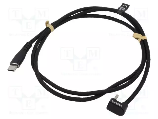 KAAPELI - USB 2.0 - USB C PISTOKE,USB C KULMALIITIN - 1M - MUSTA - USB kaapelit ja adapterit - CU0190 - 1