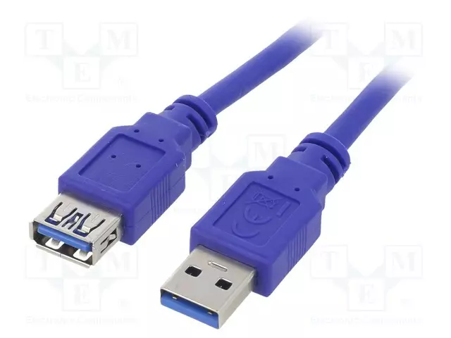 KAAPELI - USB 3.0 - USB A RASIA,USB A PISTOKE - 3M - SININEN - PVC - USB kaapelit ja adapterit - CCP-USB3-AMAF-10 - 1