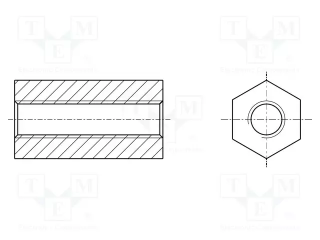 KOROTUSRUUVI - KUUSIKULMA- POLYAMIDI - M3 - PIT: 18MM - Muoviset korotusruuvit ja -holkit - R30-1611800 - 1