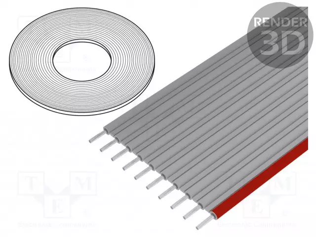 LATTAKAAPELI - 2,54MM - CU - SUOJAAMATON - PVC - TUMMANHARMAA - Yksiväriset nauhakaapelit - 8125-20 - 1