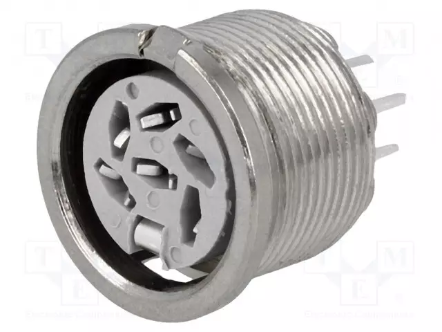 LIITIN: DIN - N LIITINAARAS - PIN: 6 - 240° - THT - 34V - 2A - HOPEOITU - DIN liittimet - 690-0600 - 1