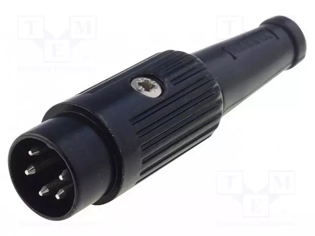 LIITIN: DIN - PISTOKE - UROS - PIN: 5 - 240° - SUORA - JOHTOON - 34V - 2A - DIN liittimet - 611-0510 - 1