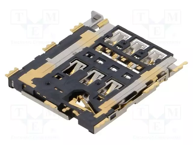 LIITIN: KORTTEJA VARTEN - NANO SIM - NÄPPÄIMEN KANSSA - SMT - PIN: 6 - Korttiliittimet - 115S-ACA0 - 1