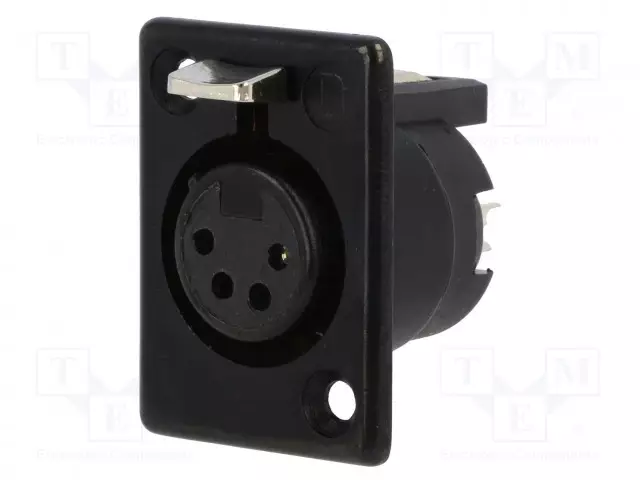 LIITIN: XLR - N LIITINAARAS - 10A - 50V - PIN: 4 - SUORA - HOPEOITU - XLR liittimet ja tarvikkeet - 710-0400 - 1