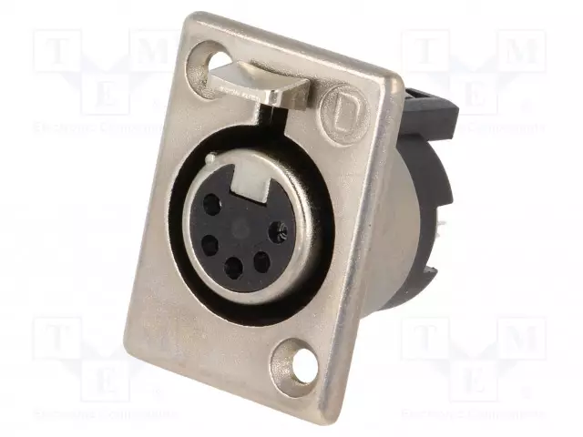 LIITIN: XLR - N LIITINAARAS - 7,5A - 50V - PIN: 5 - SUORA - HOPEOITU - XLR liittimet ja tarvikkeet - 702-0500 - 1