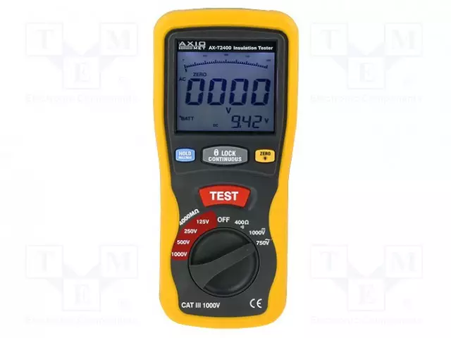 MITTARI: ERISTYSRESISTANSSI-LCD - NÄYTTEENOTTO: 2,5X/S - -10÷60°C - Sähköverkostojen testerit ja mittarit - AX-T2400 - 1