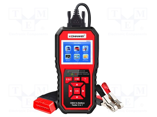 MITTARI: OBD DIAGNOSTIIKKA - LCD 2,4" - OBD - 6÷16VDC - 2÷220AH - 6/12V - Sähköverkostojen testerit ja mittarit - KW870 - 1