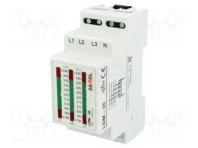 JÄNNITTEENILMAISIN - 3X230VAC - IP20 - DIN-KISKOLLE - 90X35X66MM - Sulakeasennustarvikkeet - LDM-30 - 1