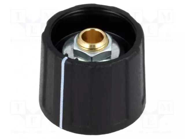 NUPPI - ILMAISINTEN KANSSA - ABS - ØAKSELIN: 4MM - Ø20X15,5MM - MUSTA - Potentiometrien nupit - A2620040 - 1