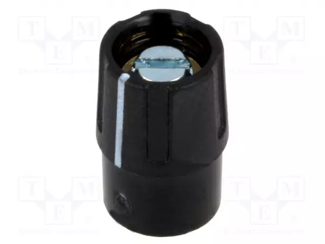 NUPPI - ILMAISINTEN KANSSA - ABS - ØAKSELIN: 4MM - Ø9,5X14MM - MUSTA - Potentiometrien nupit - A2609040 - 1