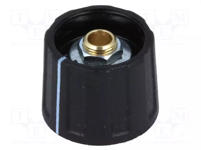 NUPPI - ILMAISINTEN KANSSA - ABS - ØAKSELIN: 6MM - Ø20X15,5MM - MUSTA - Potentiometrien nupit - A2620060 - 1