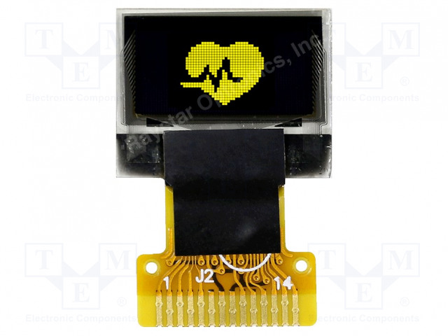 OLED NÄYTTÖ - GRAAFINEN - 0,49" - 64X32 - KOOT: 14,5X11,6X1,26MM - 1X14 - Graafiset OLED-näytöt - REX006432AYPP3N0 - 1