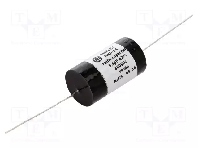 POLYPROPYLEENIKONDENSAATTORI - 5,6UF - 600VDC - ±2% - Ø28X42MM - Kondensaattorit MKP - MKP14-5.6U600 - 1