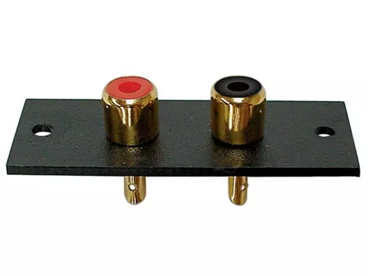 RCA CHASSIS, 2 x RCA PLUG FEMALE, GOLD-PLATED, 52 x 20mm - Plugit ja jakit - CA070 - 1