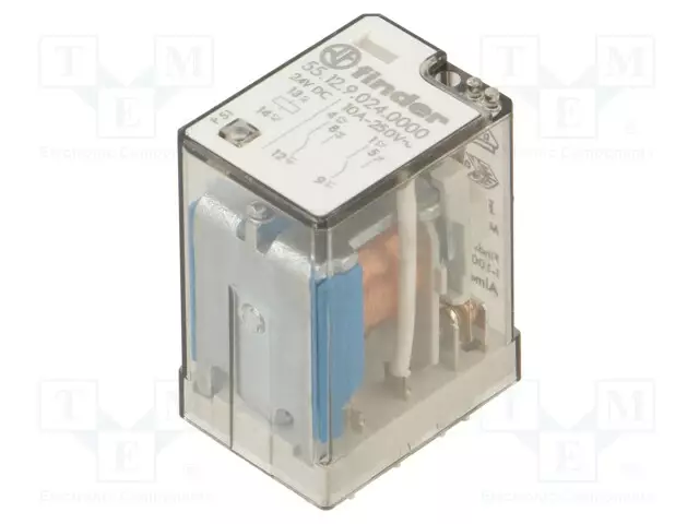 RELE - DPDT - 24VDC - IKOSKETINTEN MAX: 20A - PCB - Teollisuusreleet - 55.12.9.024.0000 - 1