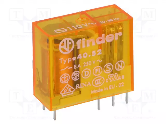 RELE - DPDT - UKELAN: 110VAC - 8A/250VAC - 8A/30VDC - Pienoisreleet - 40.52.8.110.000 - 1