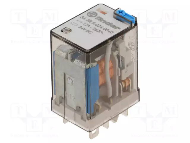 RELE - DPDT - UKELAN: 24VDC - 12A/250VAC - ALUSLEVY - Teollisuusreleet - 56.32.9.024.0000 - 1